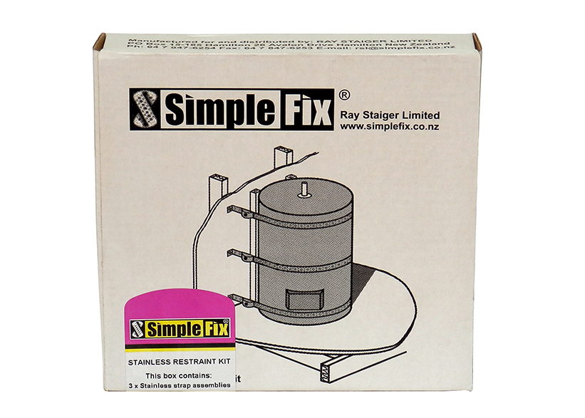 Stainless 3 Strap Seismic Cylinder Restraint Kit (SIMKIT/ST) Simplefix